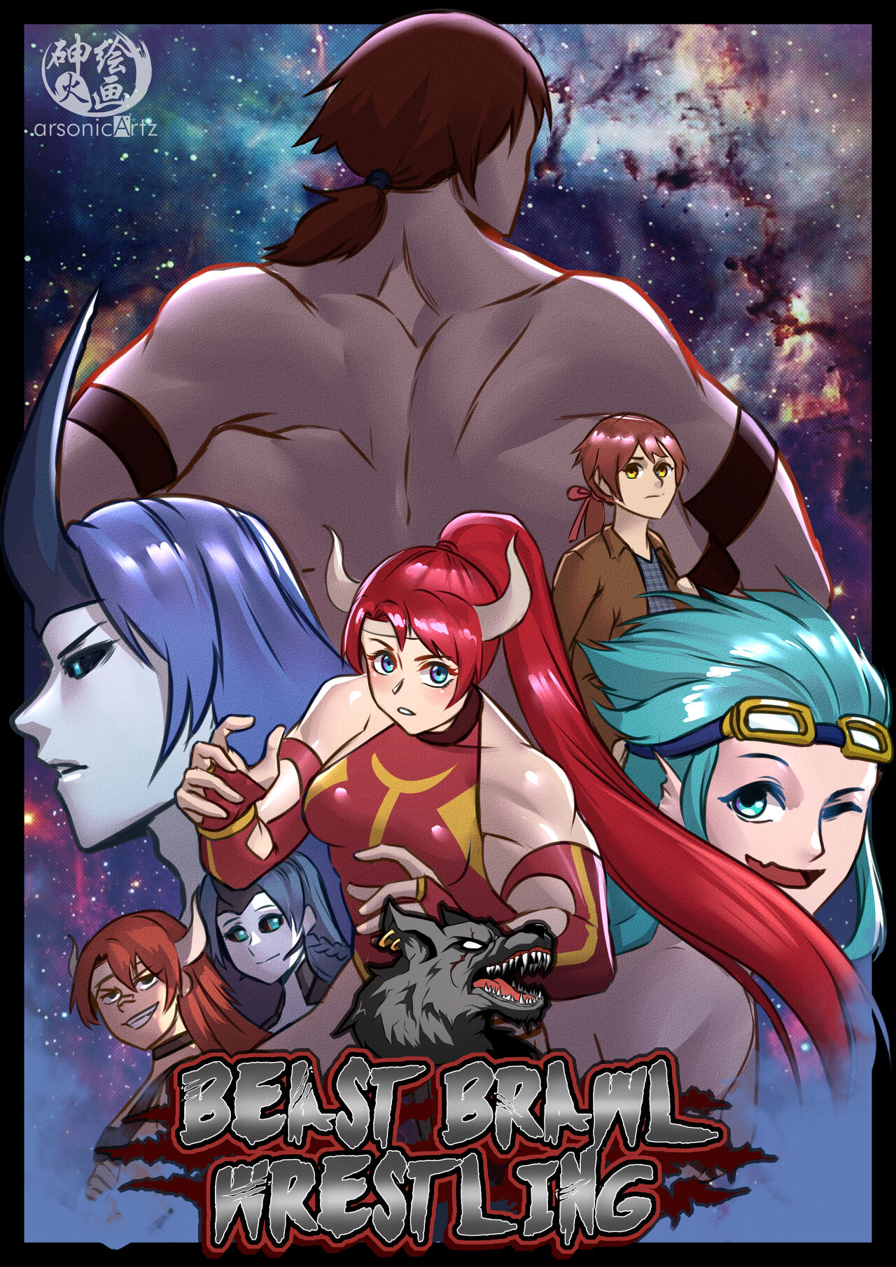 Powerful beasts grapple in a brutal embrace